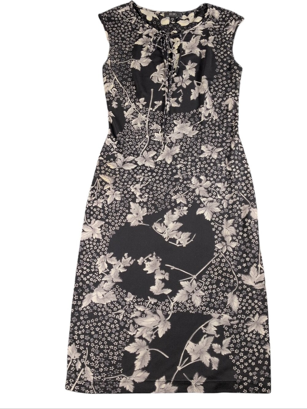 Vintage Y2K BCBG Dresses Black Ivory Floral Sheath Dress Size S Made USA